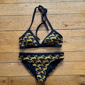 Boden Navy and Yellow Bikini